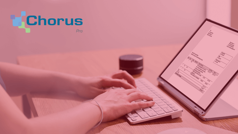 Chorus pro : personne se connectant au portail sur son laptop
