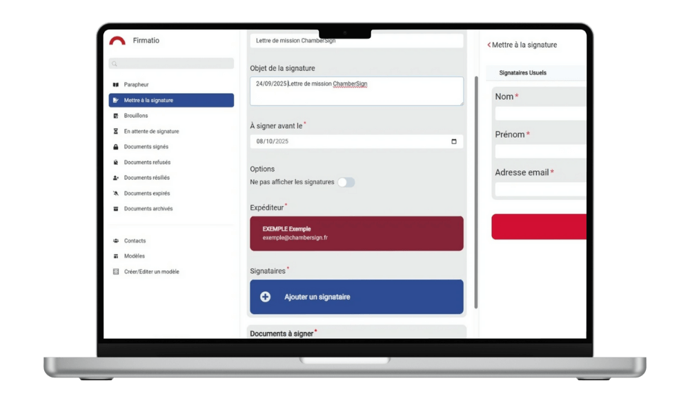 Site Firmatio, parapheur électronique sur un ordinateur