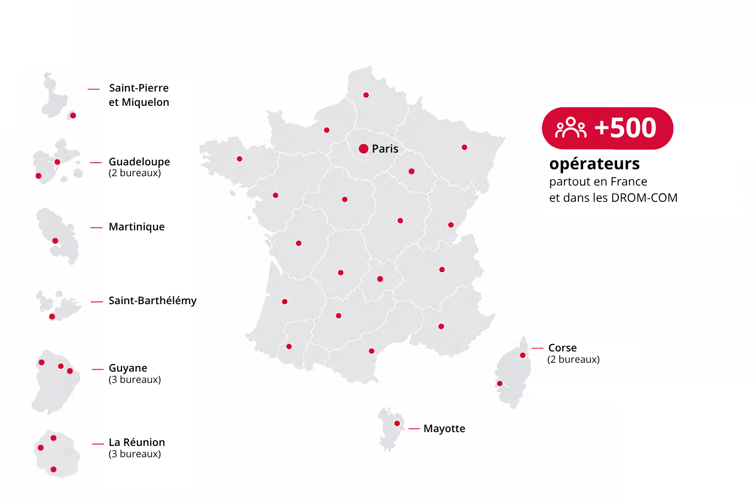 Carte des bureaux d'enregistrement ChamberSign en France